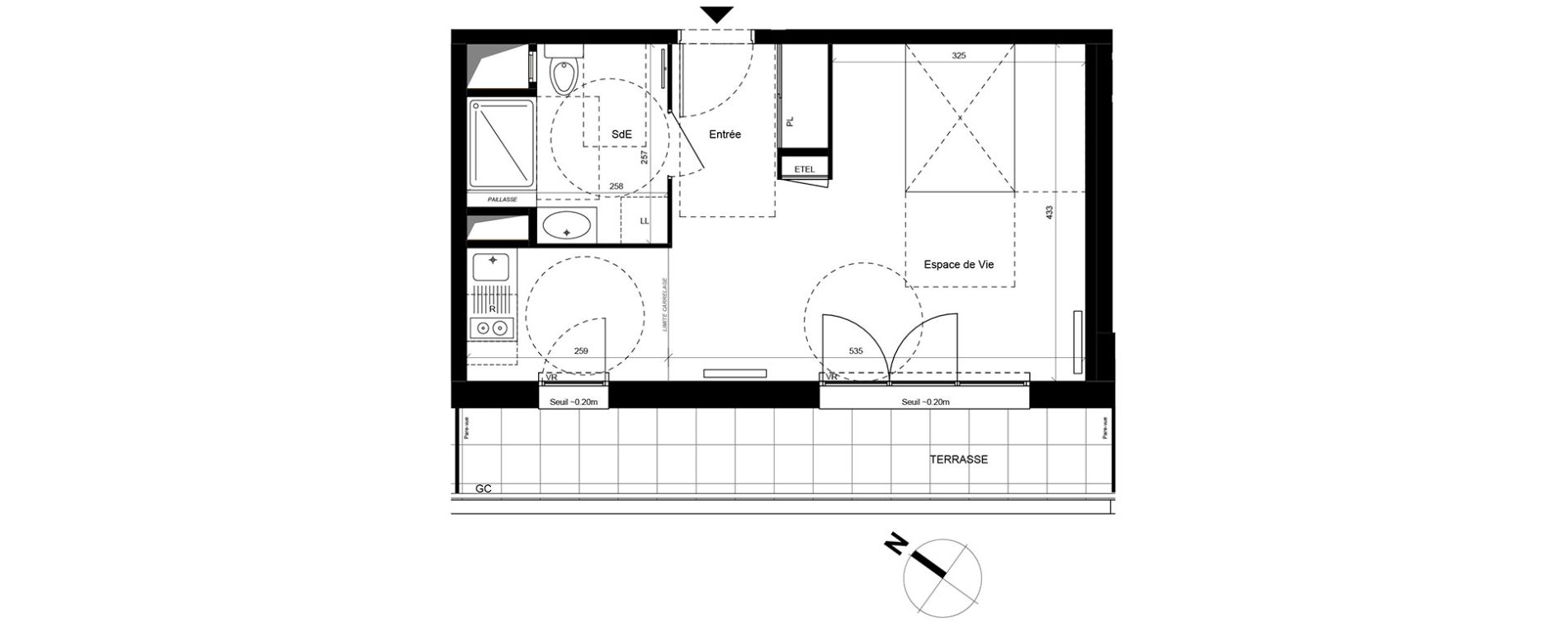 Appartement T1 de 32,74 m2 &agrave; Fontenay-Le-Fleury Centre