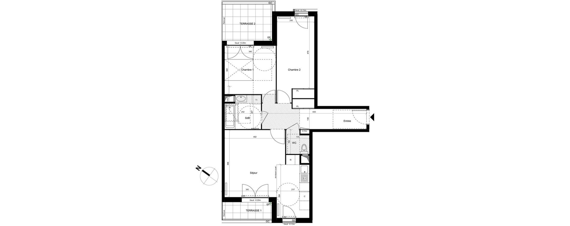 Appartement T3 de 68,59 m2 &agrave; Fontenay-Le-Fleury Centre