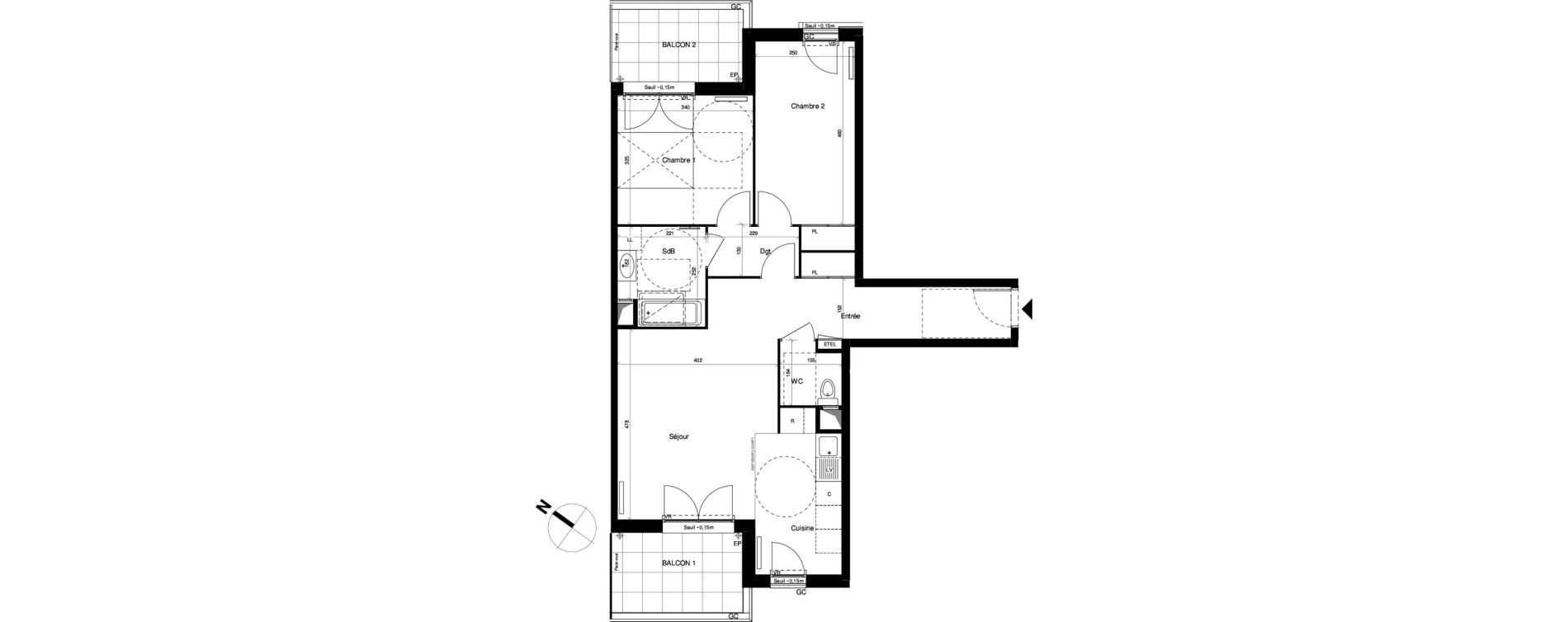 Appartement T3 de 71,21 m2 &agrave; Fontenay-Le-Fleury Centre