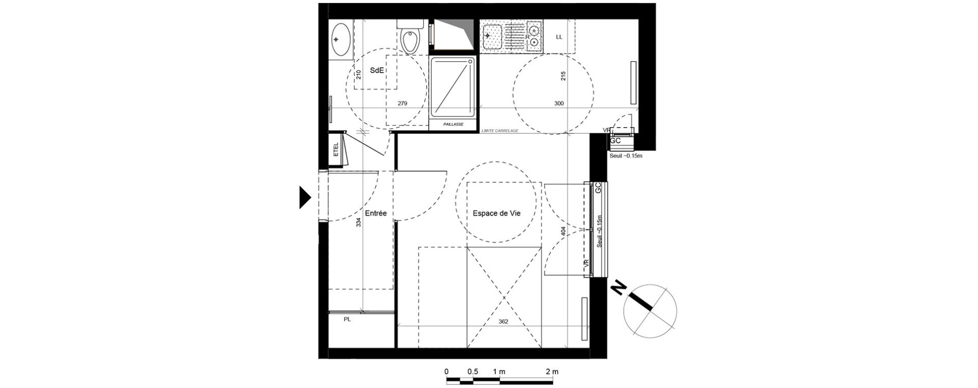 Appartement T1 de 31,19 m2 &agrave; Fontenay-Le-Fleury Centre