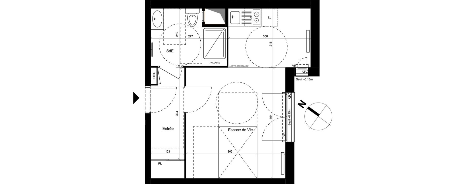 Appartement T1 de 31,09 m2 &agrave; Fontenay-Le-Fleury Centre