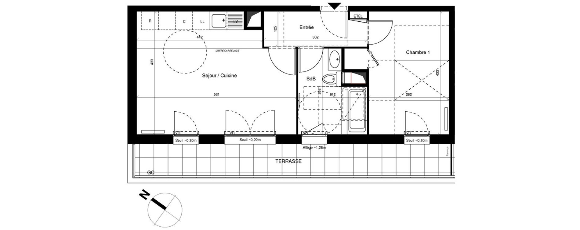 Appartement T2 de 45,63 m2 &agrave; Fontenay-Le-Fleury Centre