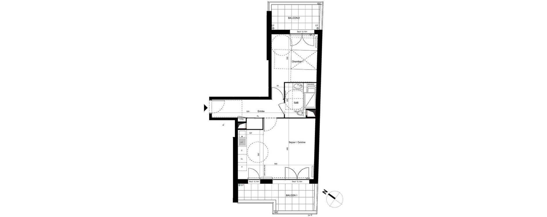 Appartement T2 de 49,85 m2 &agrave; Fontenay-Le-Fleury Centre