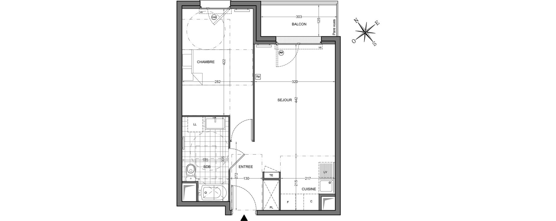 Appartement T2 de 41,43 m2 &agrave; Freneuse Centre