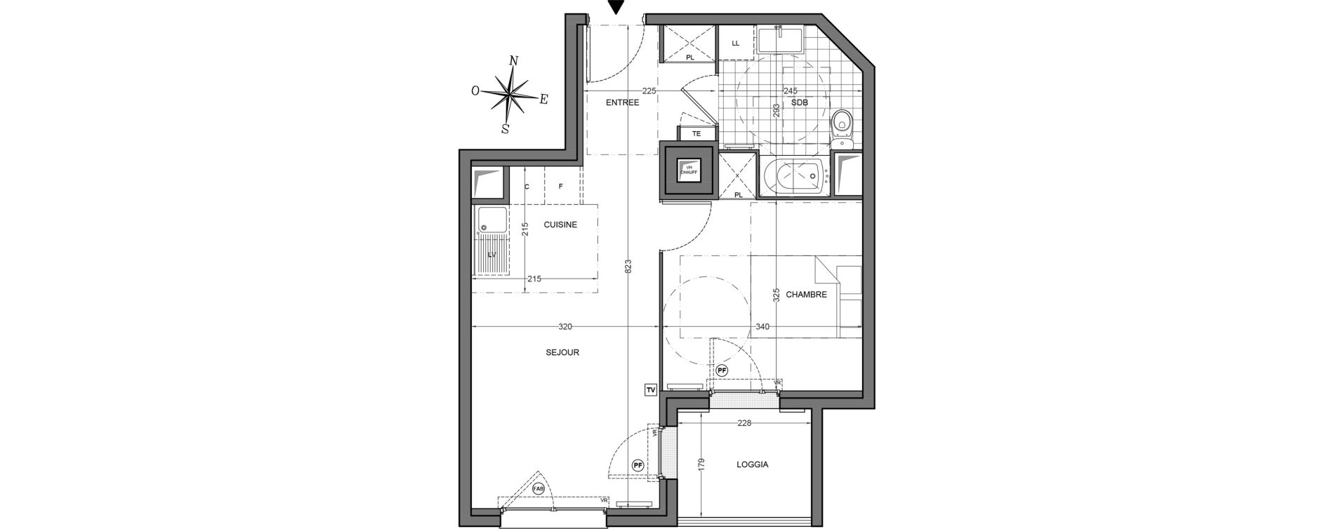 Appartement T2 de 40,41 m2 &agrave; Freneuse Centre