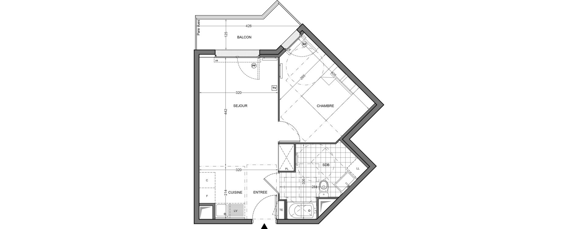 Appartement T2 de 39,70 m2 &agrave; Freneuse Centre