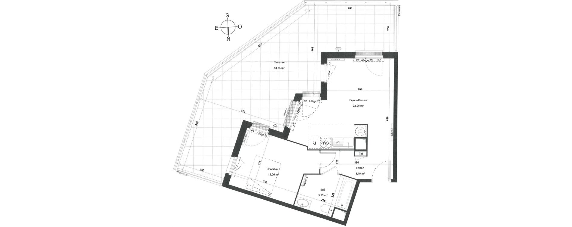 Appartement T2 de 43,45 m2 &agrave; Gargenville Les hauts de rangiport