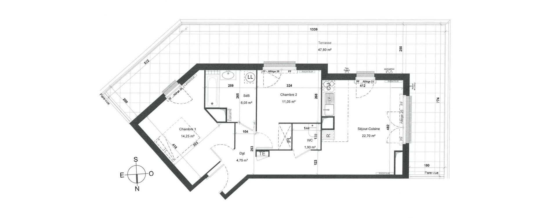 Appartement T3 de 60,70 m2 &agrave; Gargenville Les hauts de rangiport