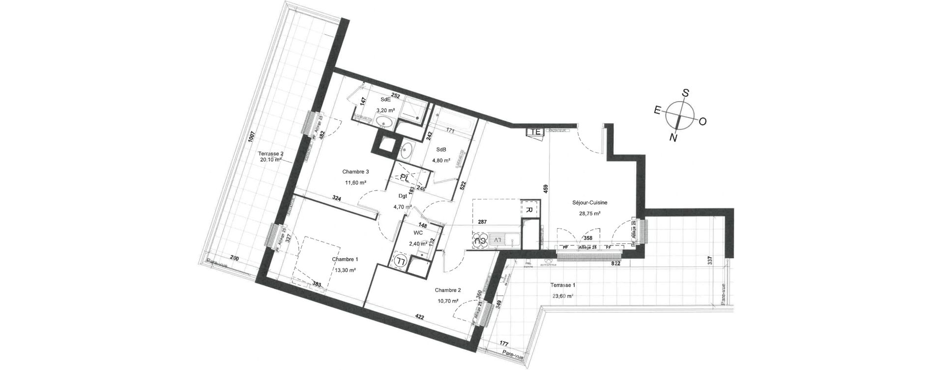 Appartement T4 de 79,45 m2 &agrave; Gargenville Les hauts de rangiport