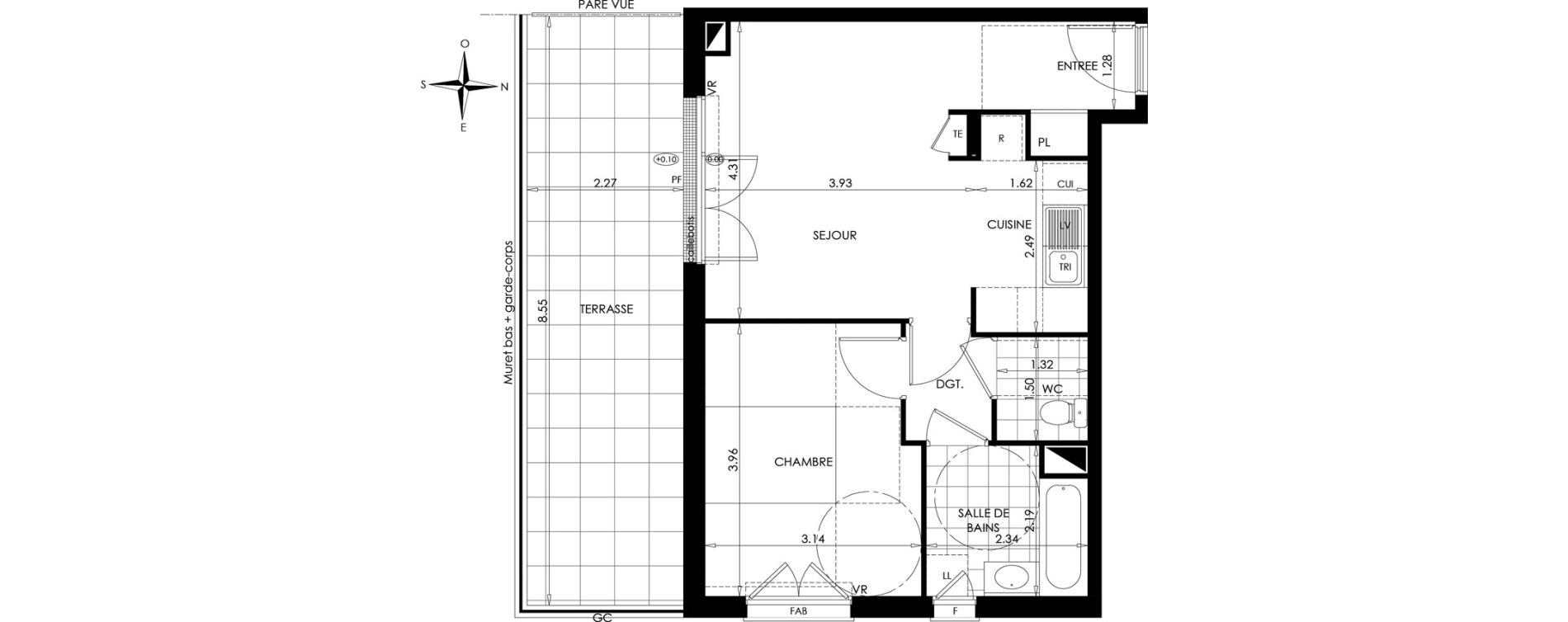 Appartement T2 de 45,15 m2 &agrave; Gargenville Centre