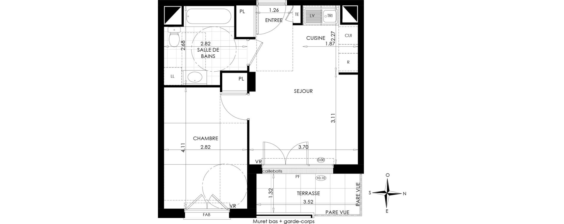 Appartement T2 de 37,59 m2 &agrave; Gargenville Centre