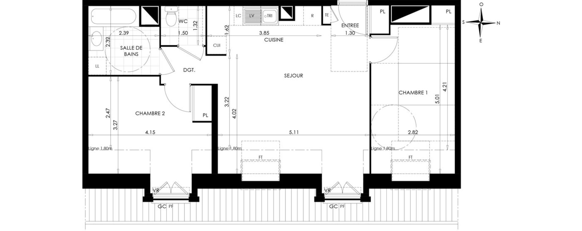 Appartement T3 de 60,70 m2 &agrave; Gargenville Centre