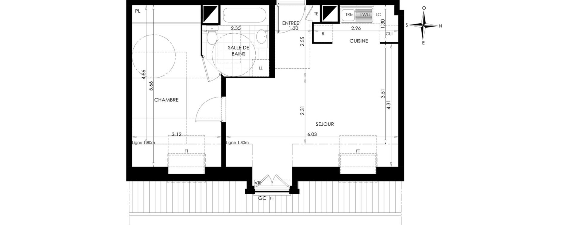 Appartement T2 de 44,98 m2 &agrave; Gargenville Centre