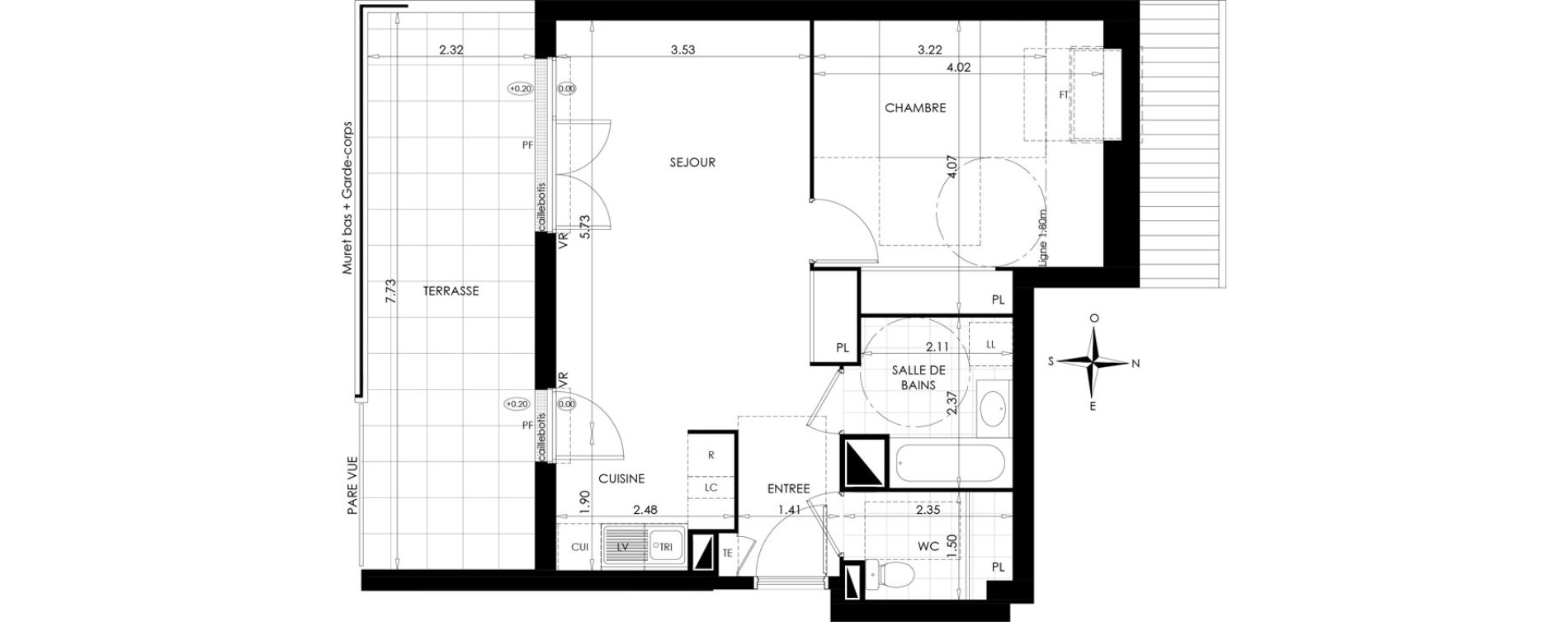 Appartement T2 de 51,83 m2 &agrave; Gargenville Centre