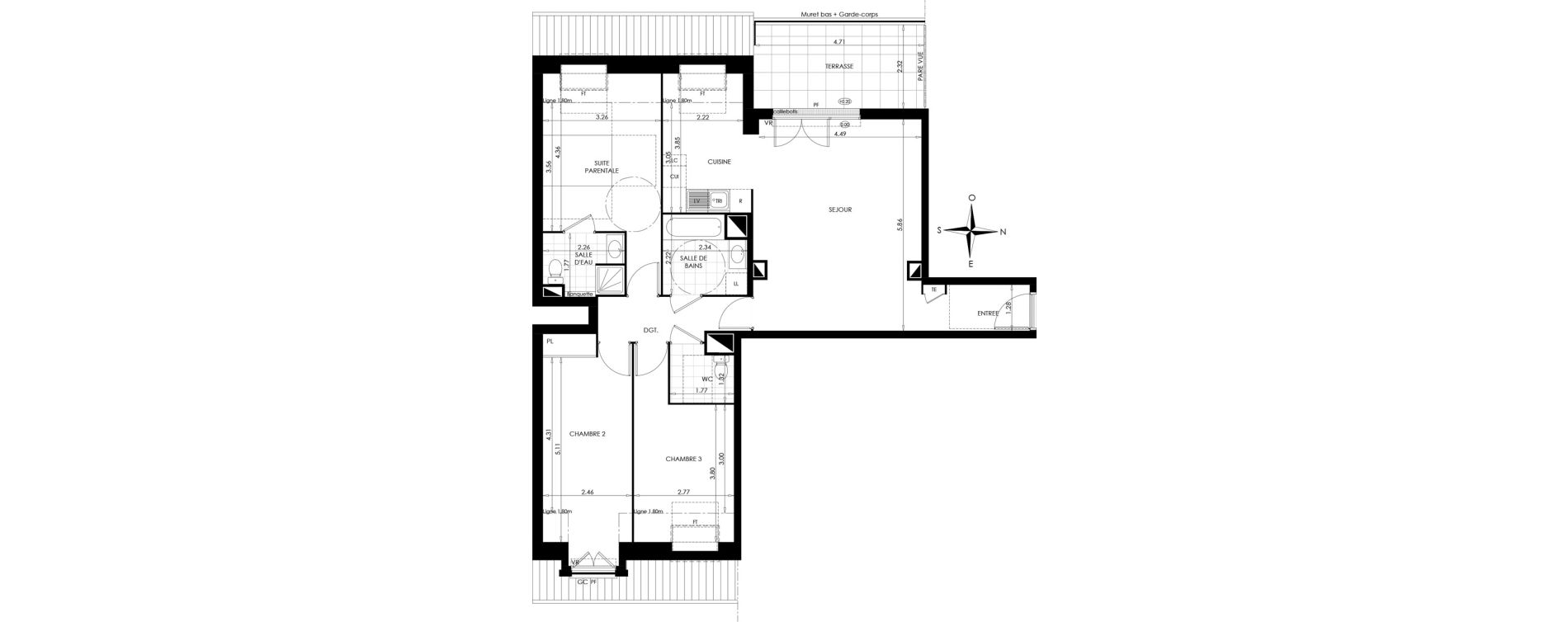 Appartement T4 de 90,90 m2 &agrave; Gargenville Centre