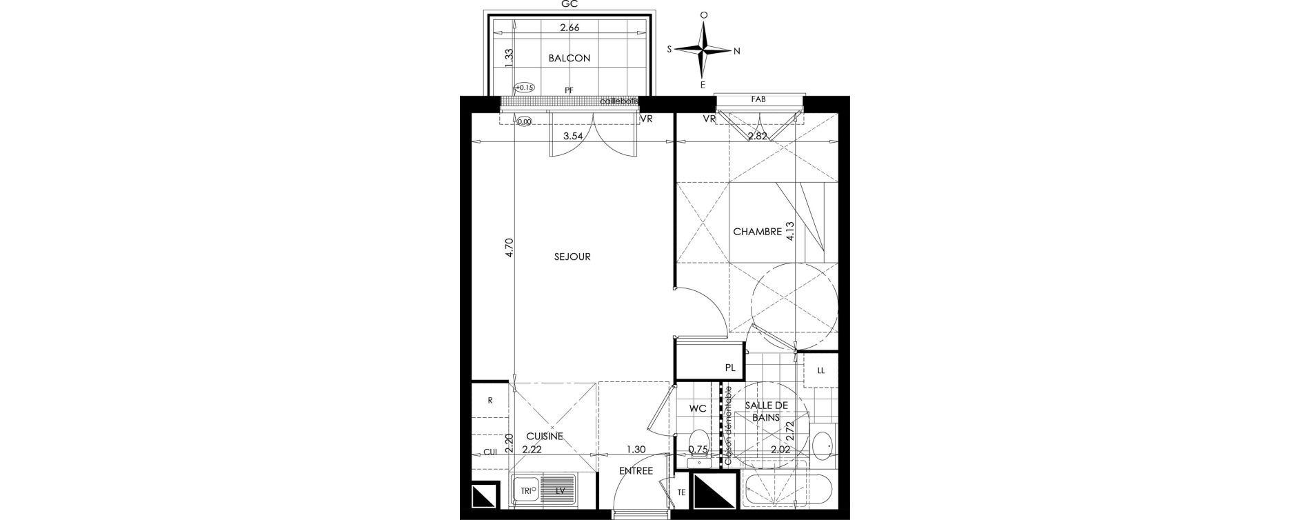 Appartement T2 de 42,40 m2 &agrave; Gargenville Centre