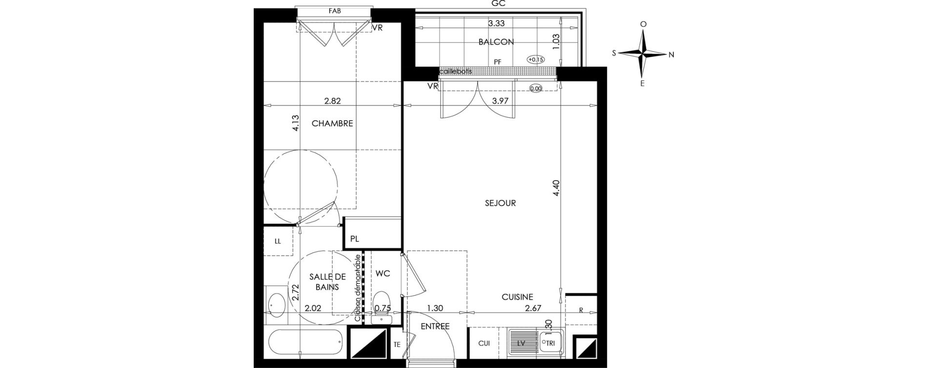 Appartement T2 de 40,75 m2 &agrave; Gargenville Centre