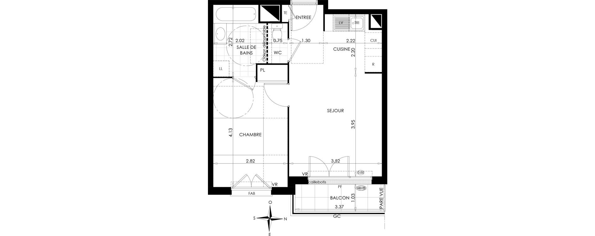 Appartement T2 de 40,17 m2 &agrave; Gargenville Centre