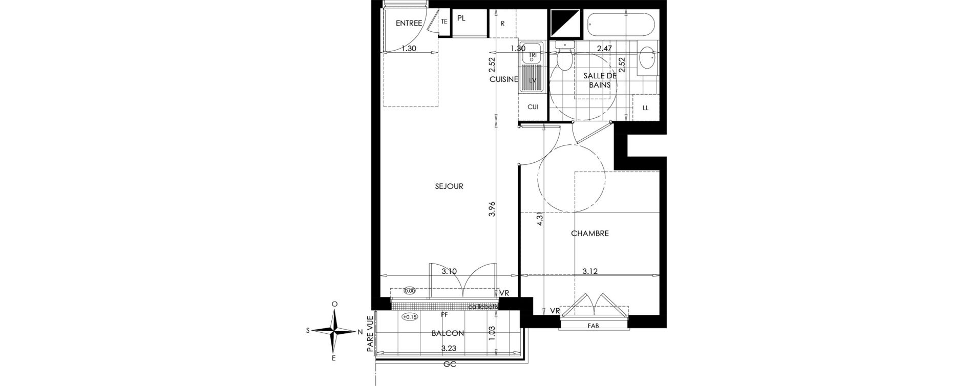 Appartement T2 de 39,46 m2 &agrave; Gargenville Centre