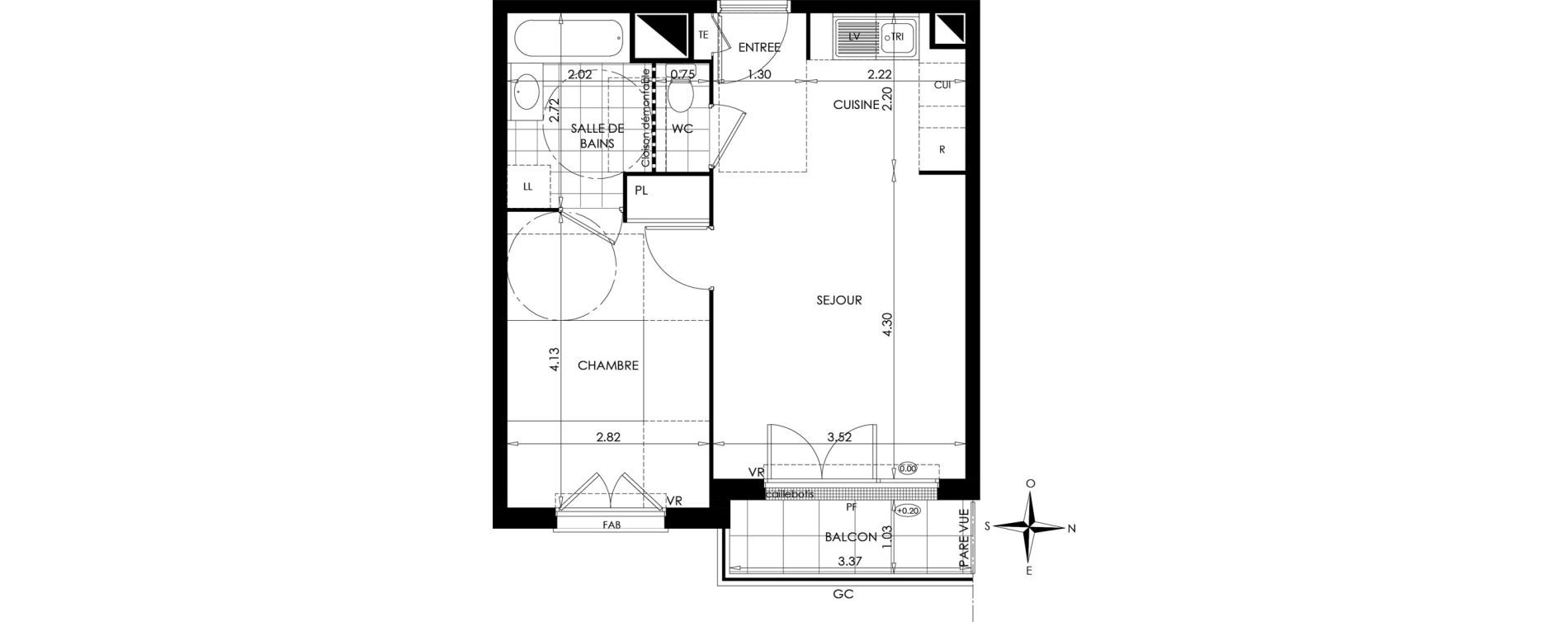 Appartement T2 de 40,99 m2 &agrave; Gargenville Centre