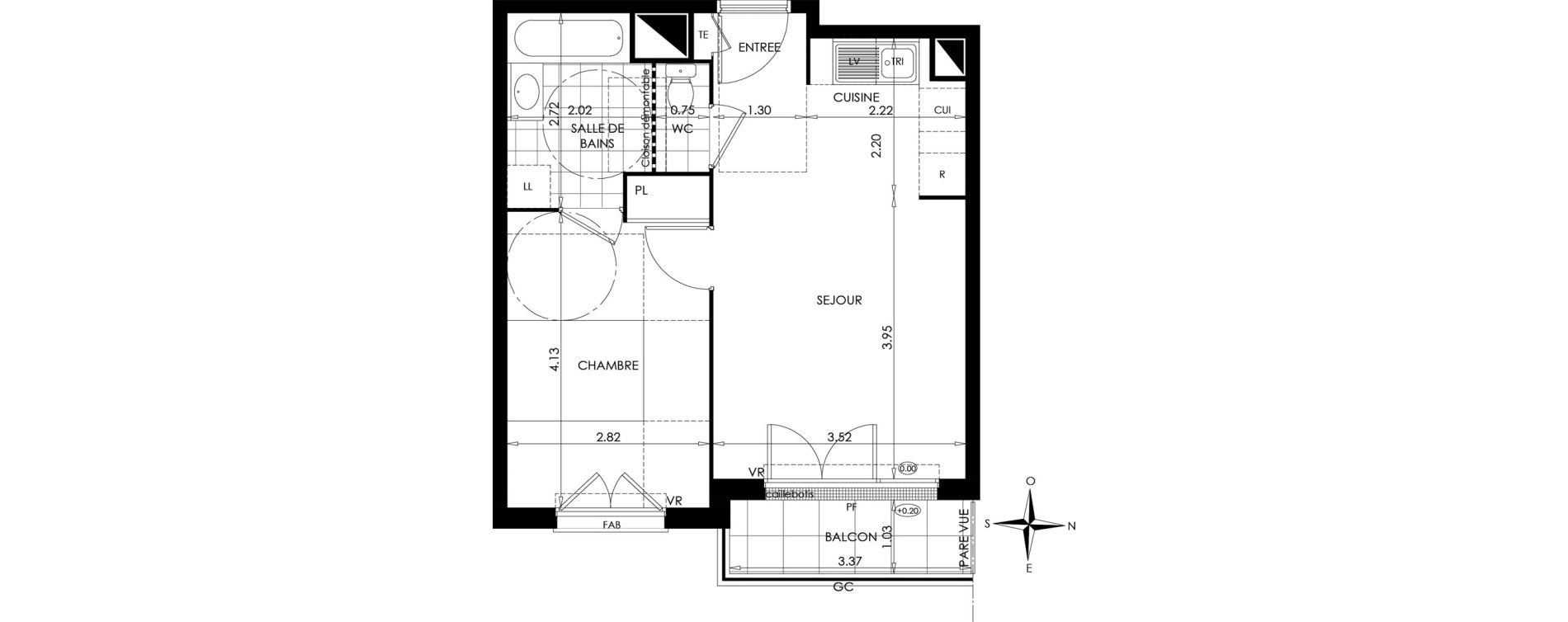 Appartement T2 de 40,17 m2 &agrave; Gargenville Centre