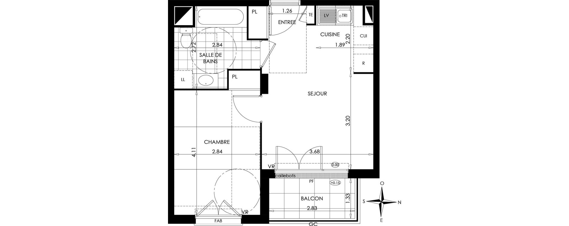 Appartement T2 de 38,11 m2 &agrave; Gargenville Centre
