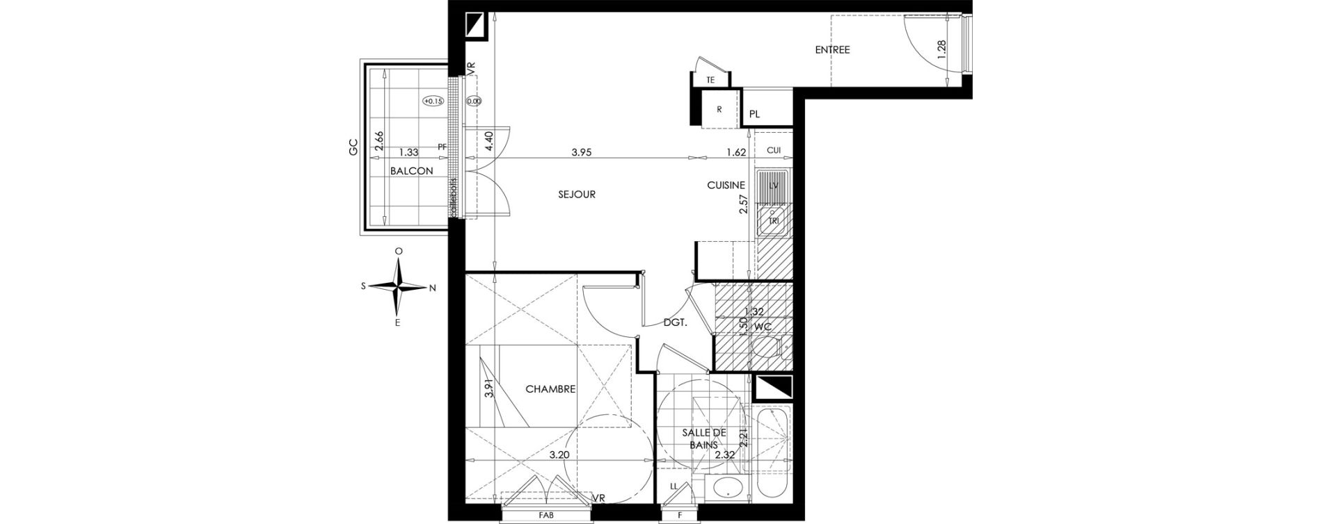 Appartement T2 de 48,56 m2 &agrave; Gargenville Centre