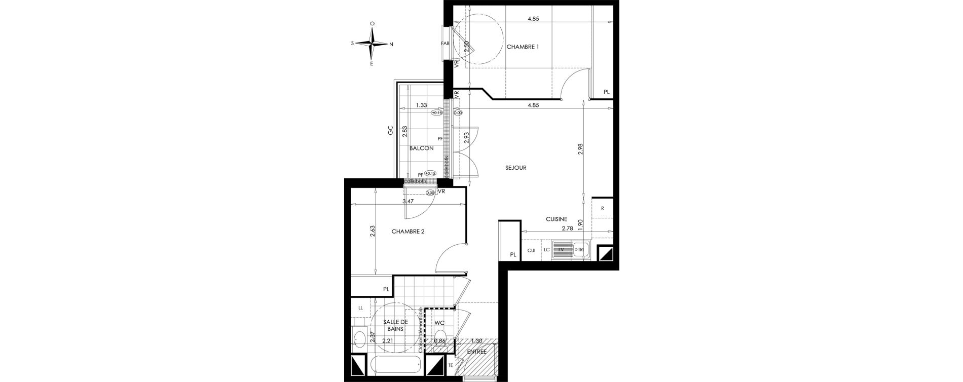 Appartement T3 de 57,79 m2 &agrave; Gargenville Centre