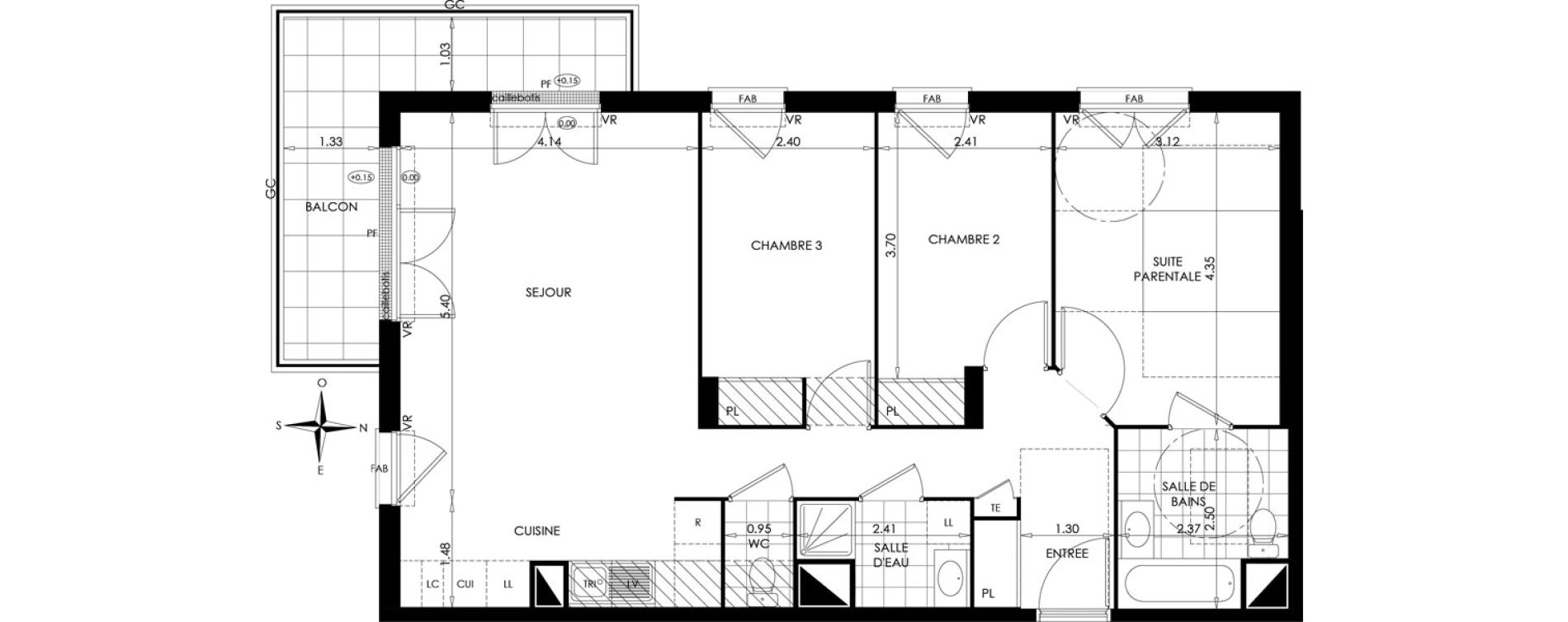 Appartement T4 de 80,89 m2 &agrave; Gargenville Centre
