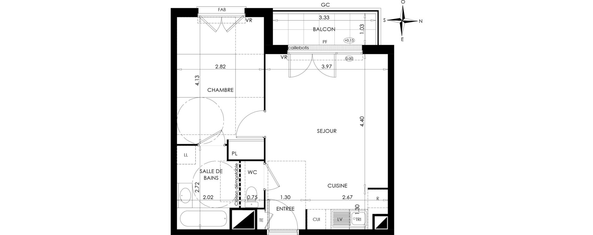Appartement T2 de 40,75 m2 &agrave; Gargenville Centre