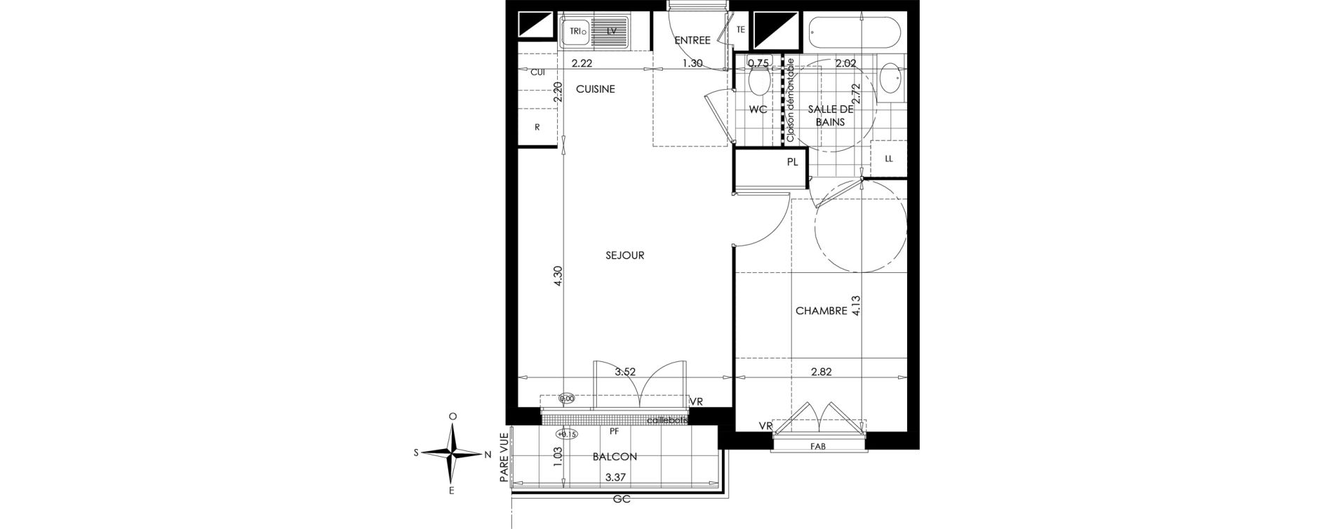 Appartement T2 de 40,92 m2 &agrave; Gargenville Centre