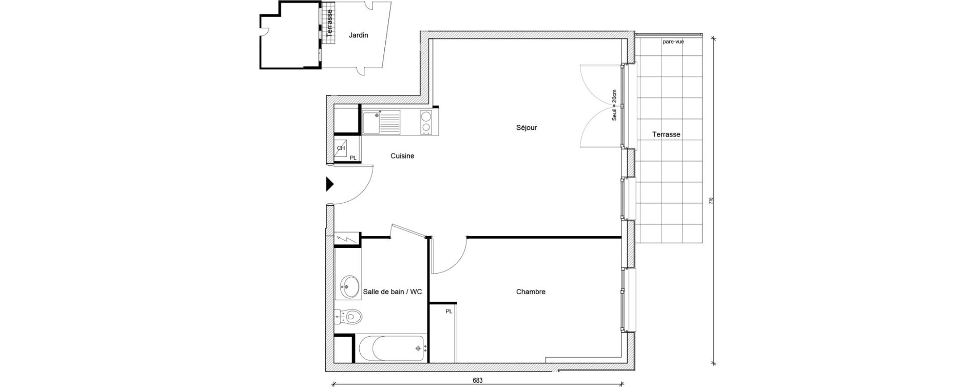 Appartement T2 de 47,07 m2 &agrave; Gargenville Centre