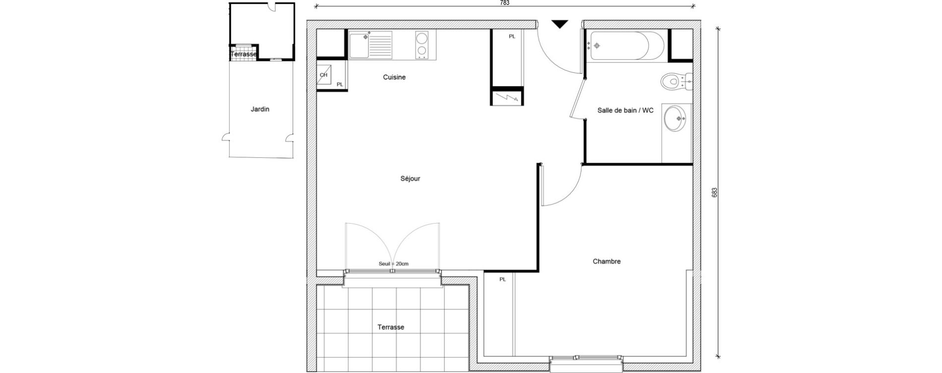 Appartement T2 de 45,51 m2 &agrave; Gargenville Centre