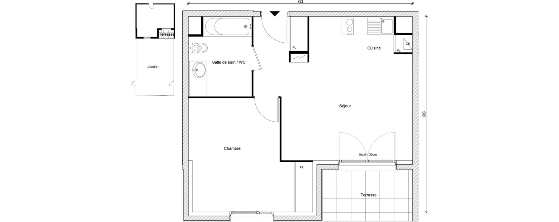 Appartement T2 de 45,51 m2 &agrave; Gargenville Centre