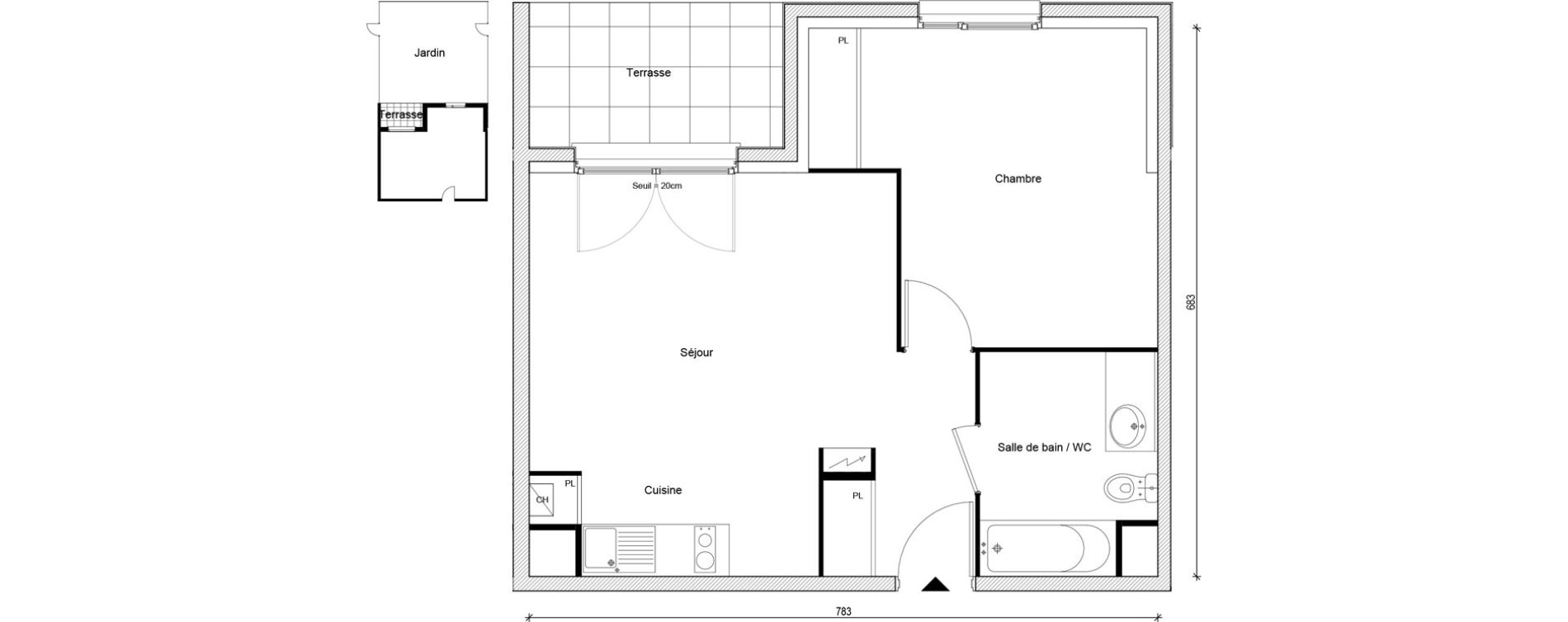 Appartement T2 de 45,51 m2 &agrave; Gargenville Centre