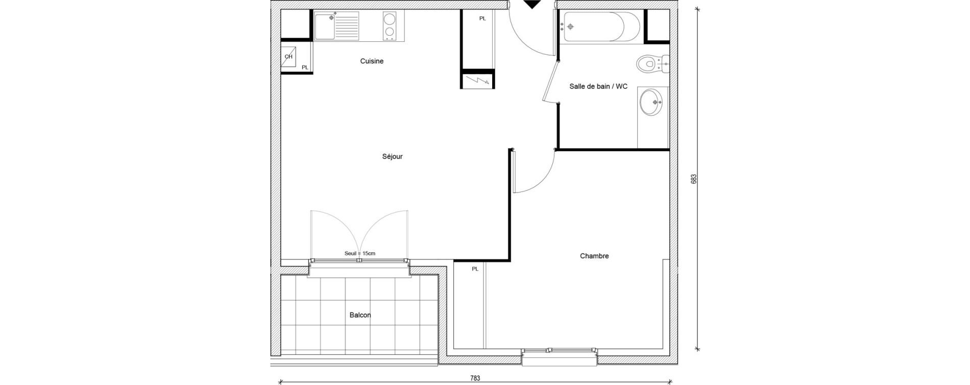 Appartement T2 de 45,51 m2 &agrave; Gargenville Centre