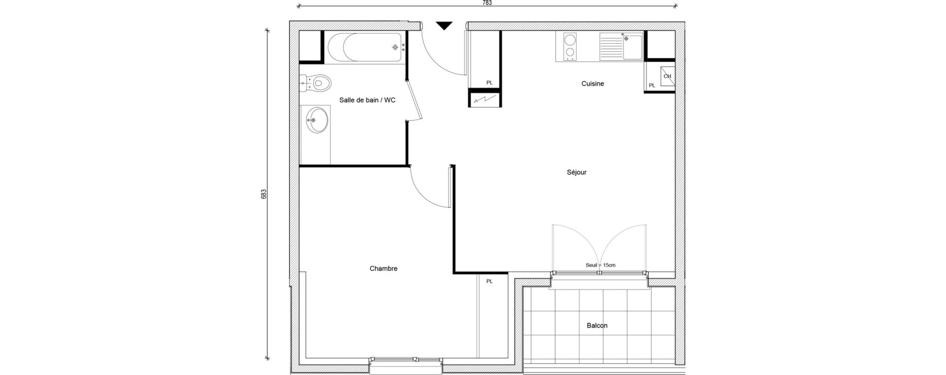 Appartement T2 de 45,51 m2 &agrave; Gargenville Centre