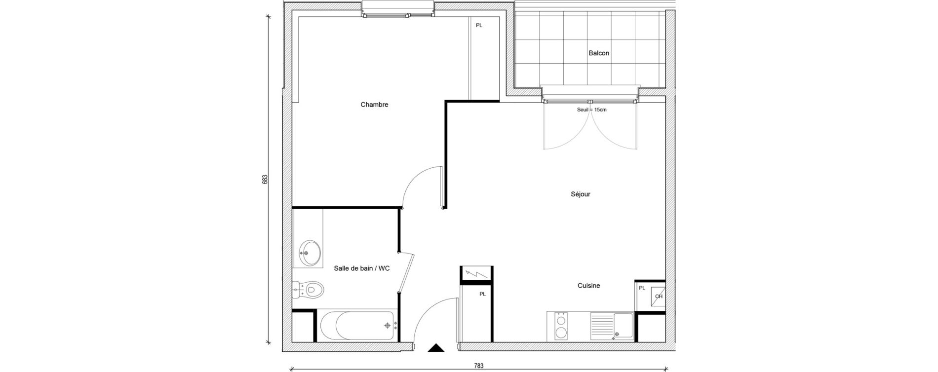 Appartement T2 de 45,51 m2 &agrave; Gargenville Centre