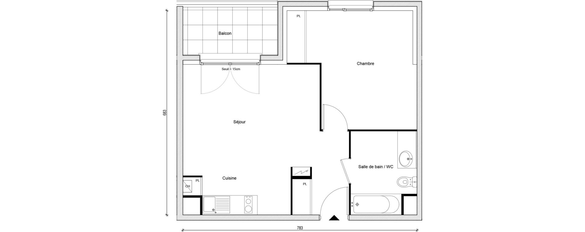 Appartement T2 de 45,51 m2 &agrave; Gargenville Centre