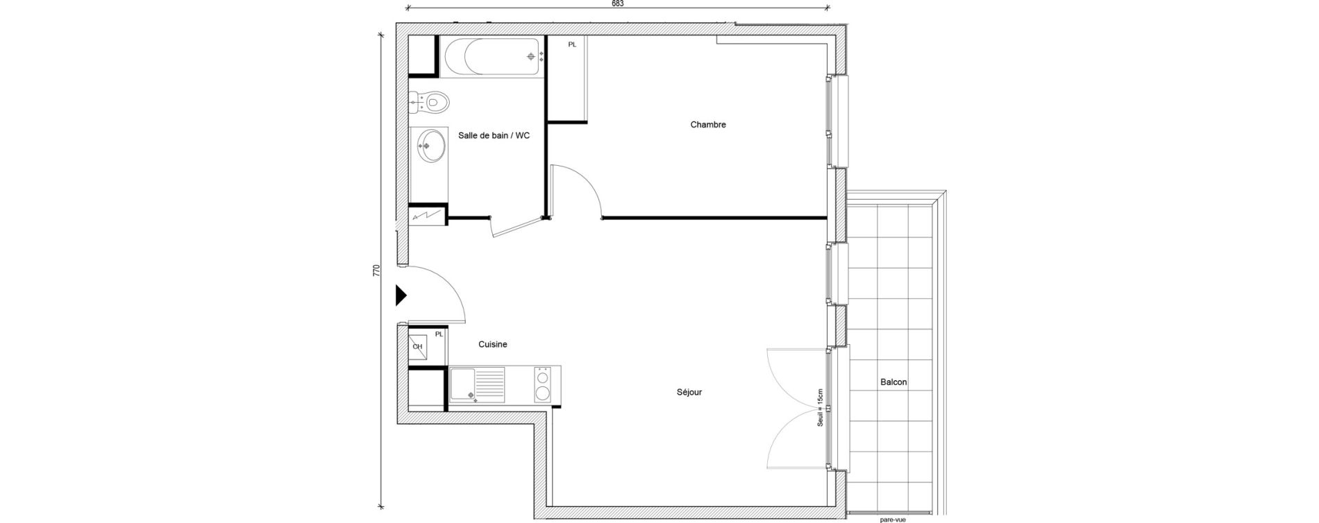 Appartement T2 de 47,07 m2 &agrave; Gargenville Centre