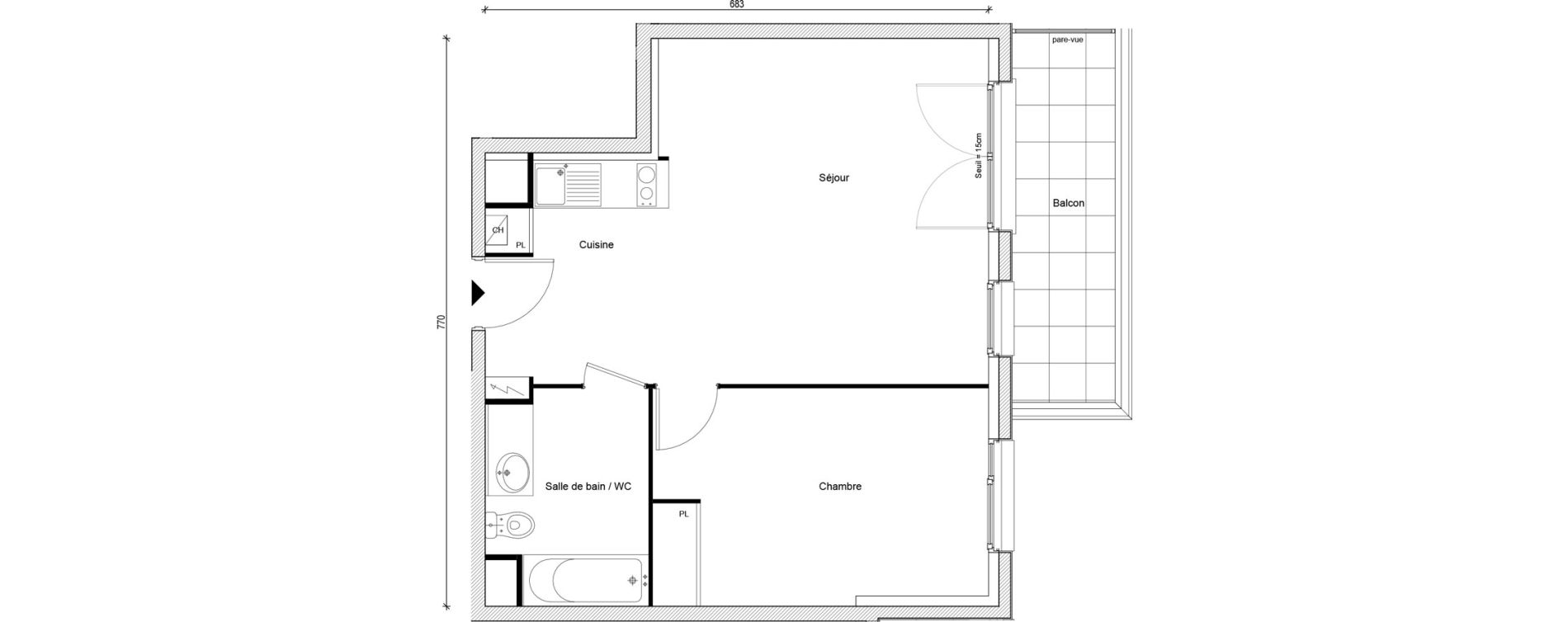 Appartement T2 de 47,07 m2 &agrave; Gargenville Centre