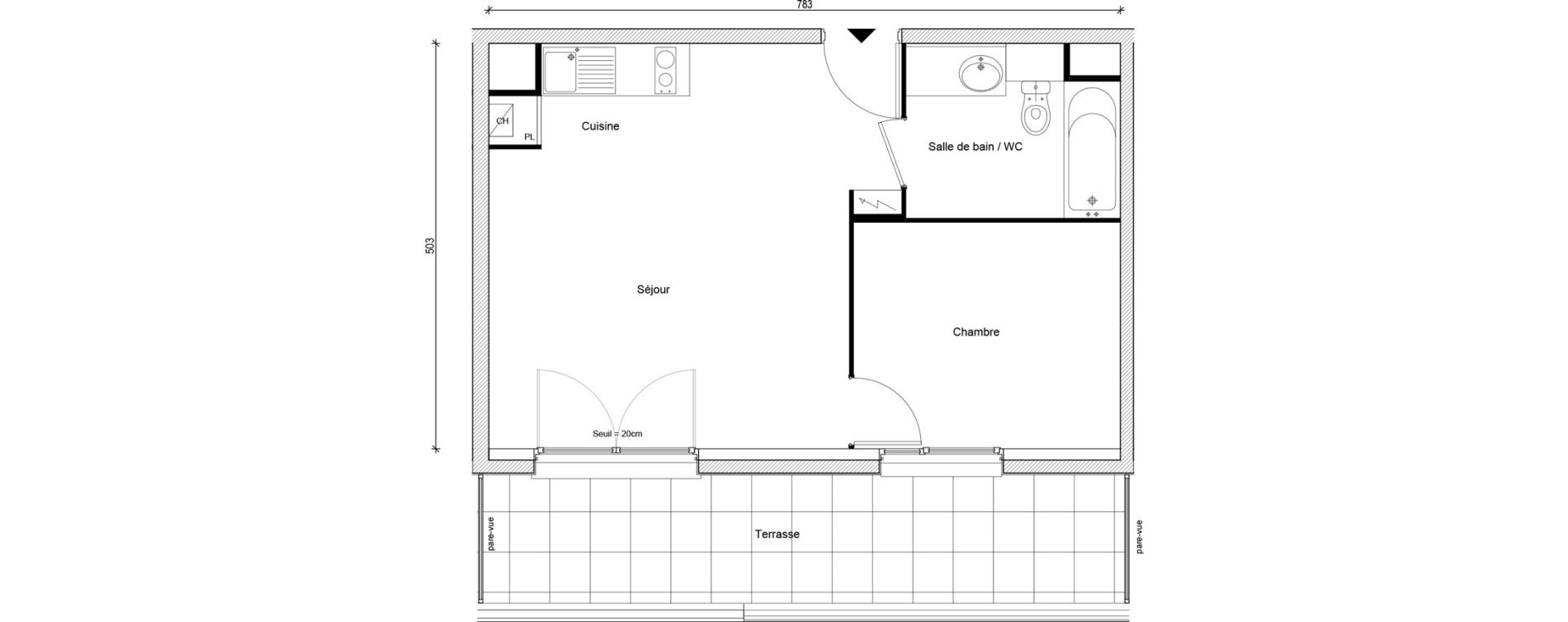 Appartement T2 de 38,05 m2 &agrave; Gargenville Centre