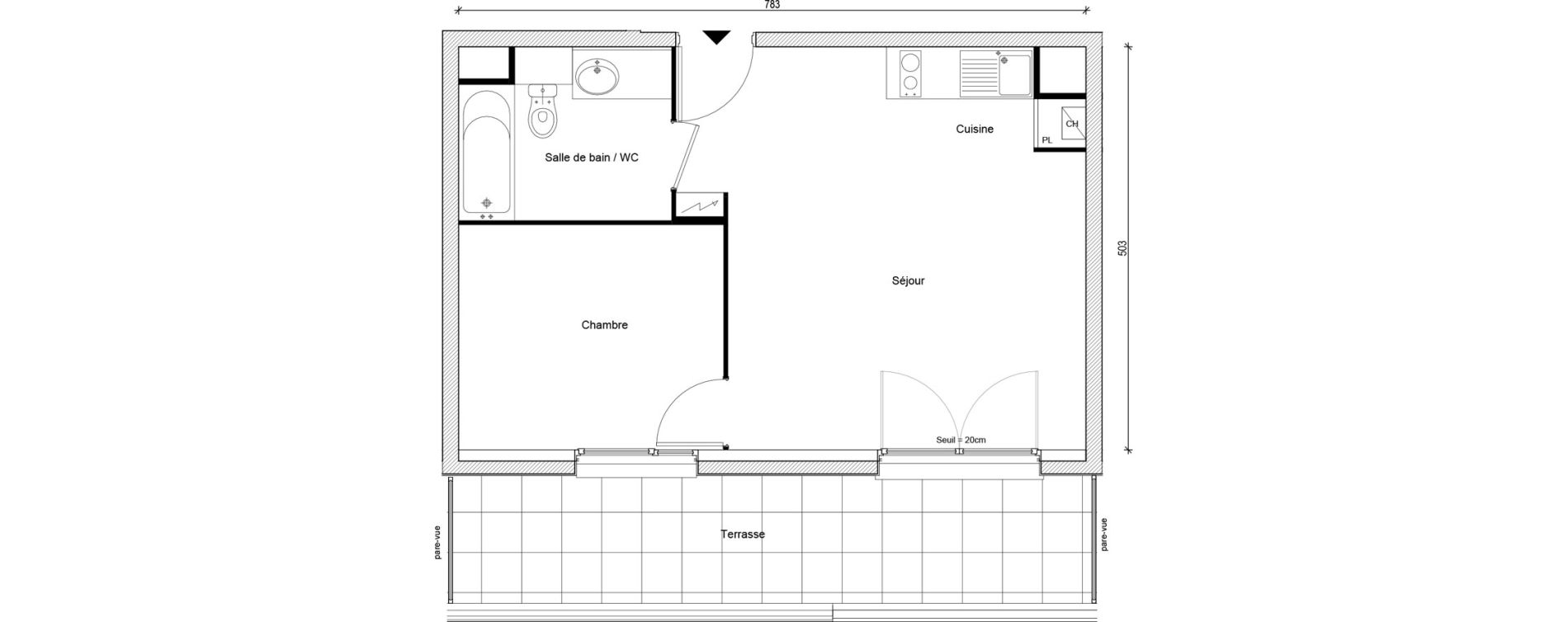 Appartement T2 de 38,05 m2 &agrave; Gargenville Centre