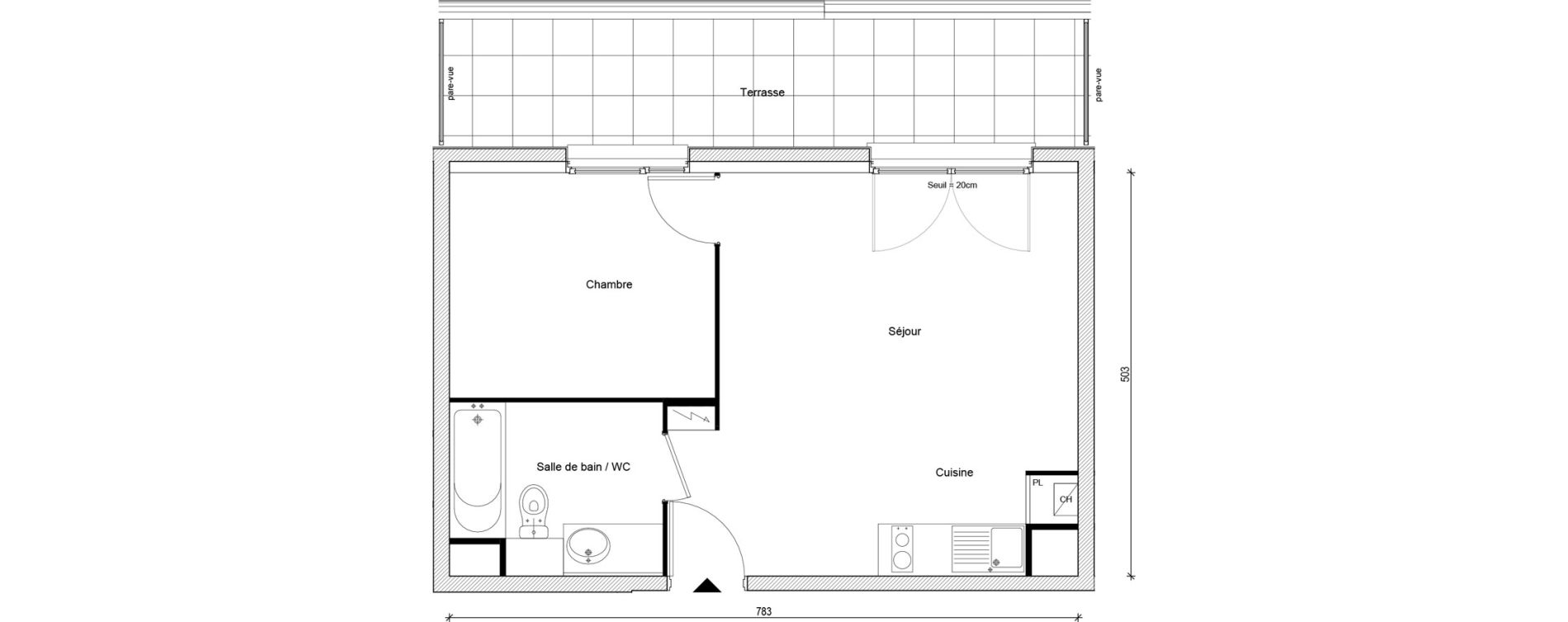 Appartement T2 de 38,05 m2 &agrave; Gargenville Centre