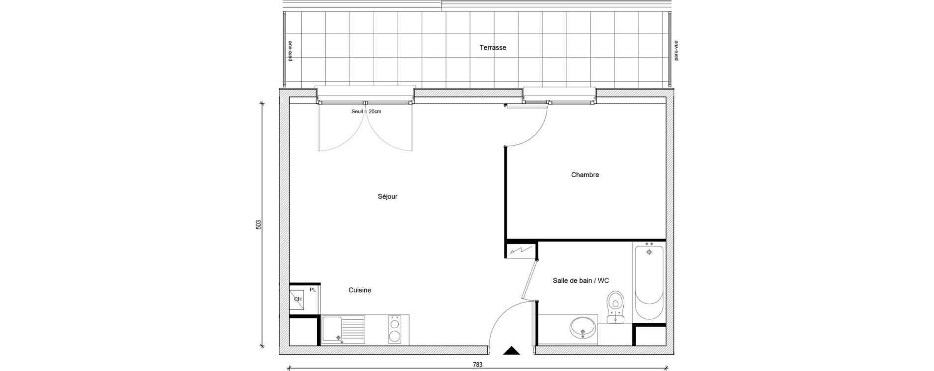 Appartement T2 de 38,05 m2 &agrave; Gargenville Centre