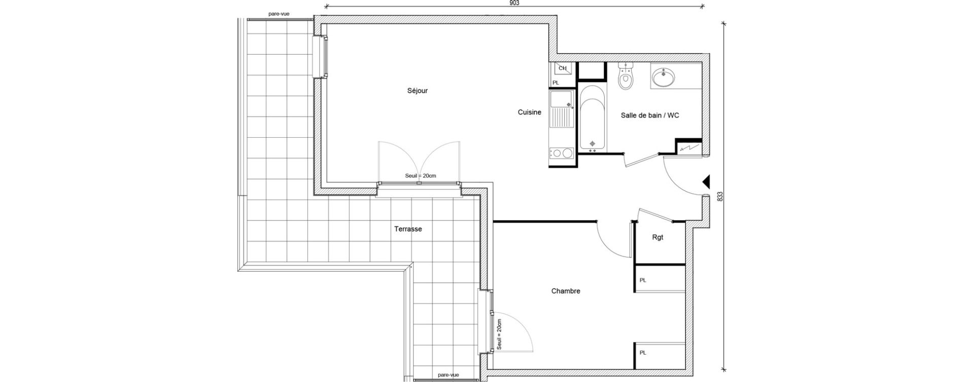 Appartement T2 de 50,81 m2 &agrave; Gargenville Centre