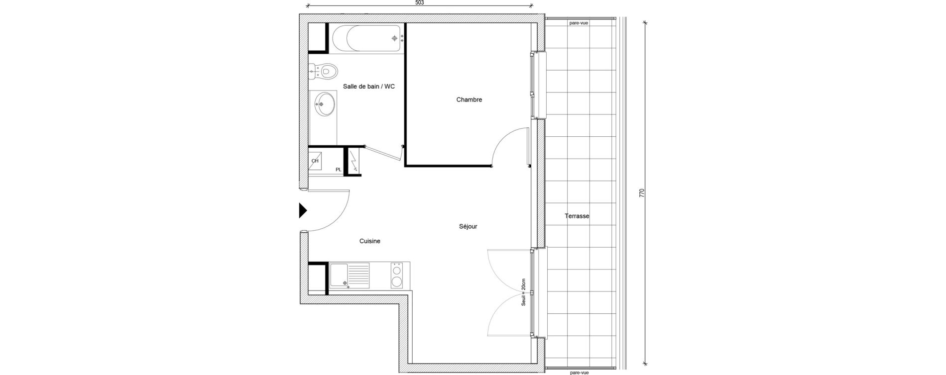 Appartement T2 de 33,62 m2 &agrave; Gargenville Centre