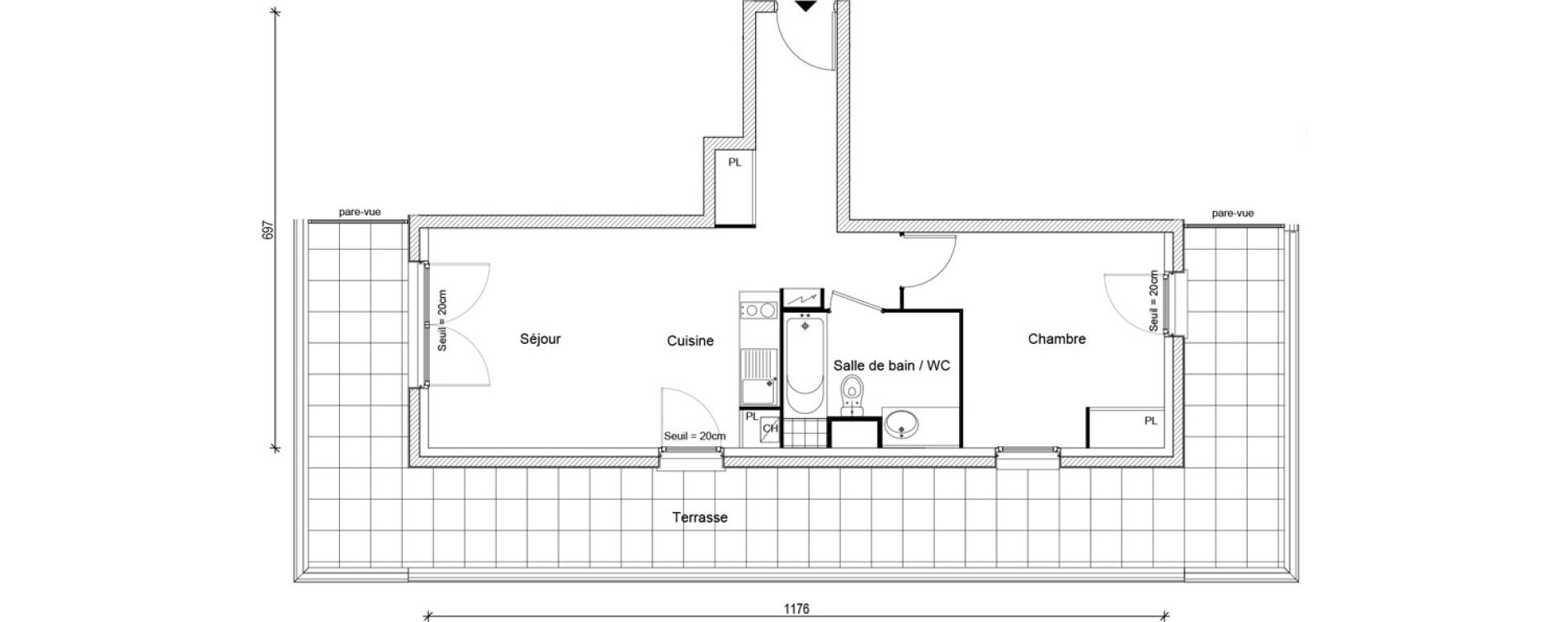 Appartement T2 de 45,16 m2 &agrave; Gargenville Centre