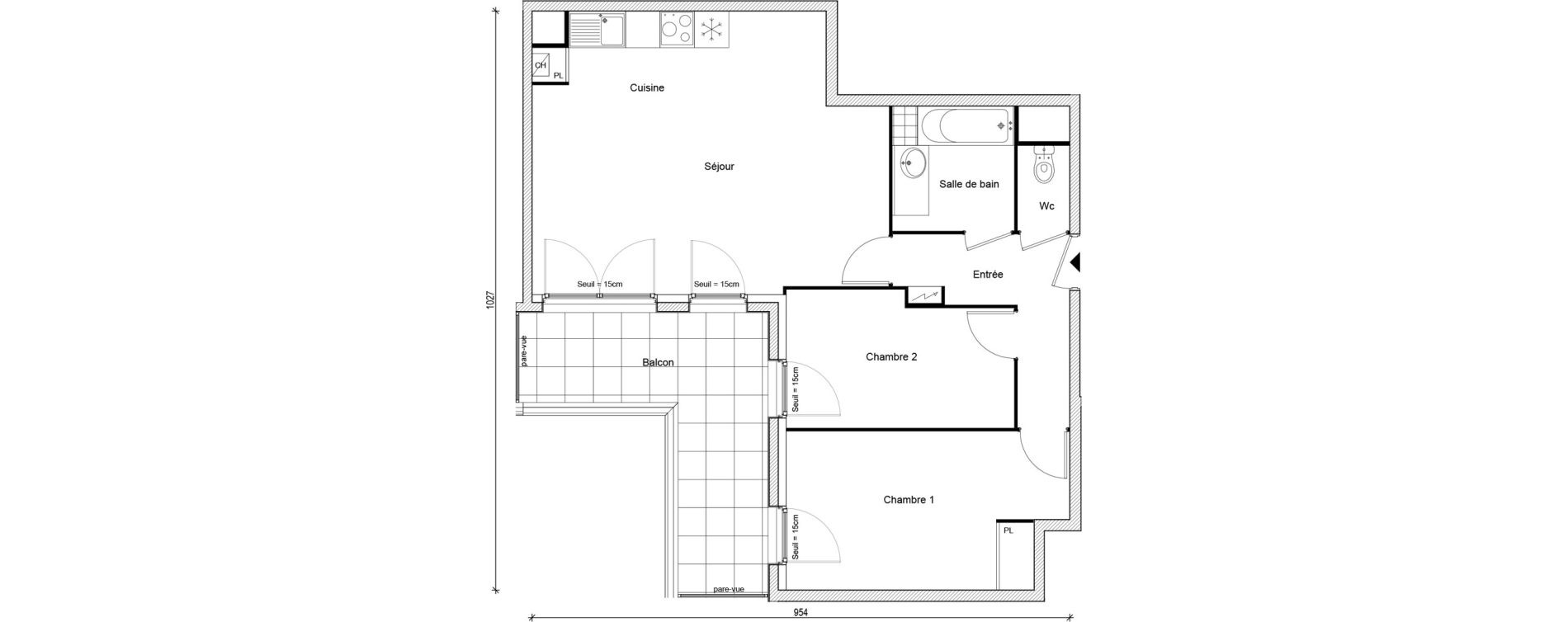 Appartement T3 de 63,92 m2 &agrave; Gargenville Centre