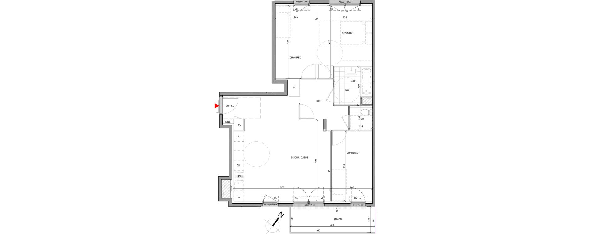 Appartement T4 de 78,58 m2 &agrave; Guyancourt Villaroy